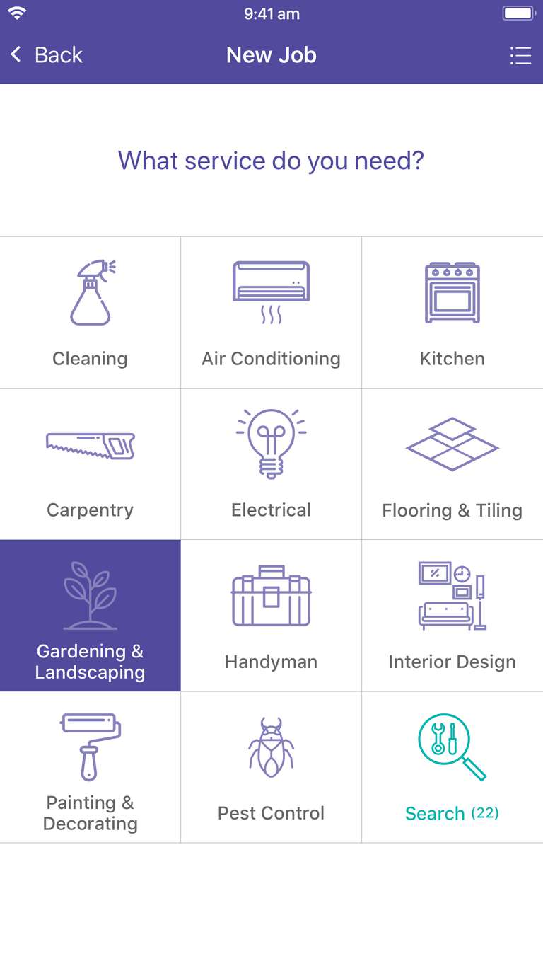 Homeowner app screen 1